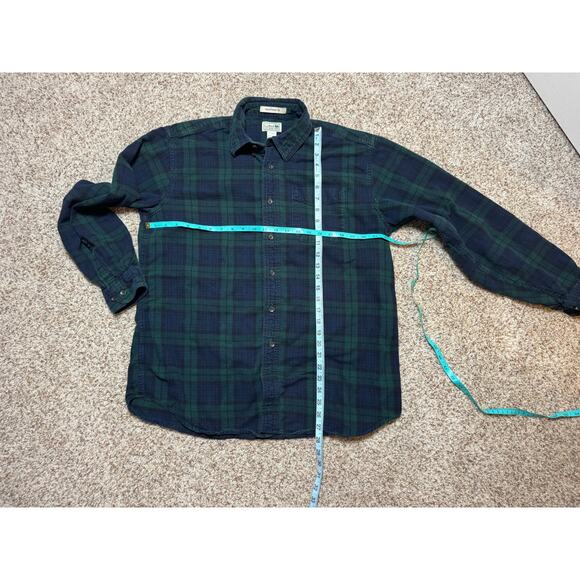 L.L. BEAN Long sleeve Flannel, collared shirt, size Large, Blue & Green; Plaid - Picture 4 of 7